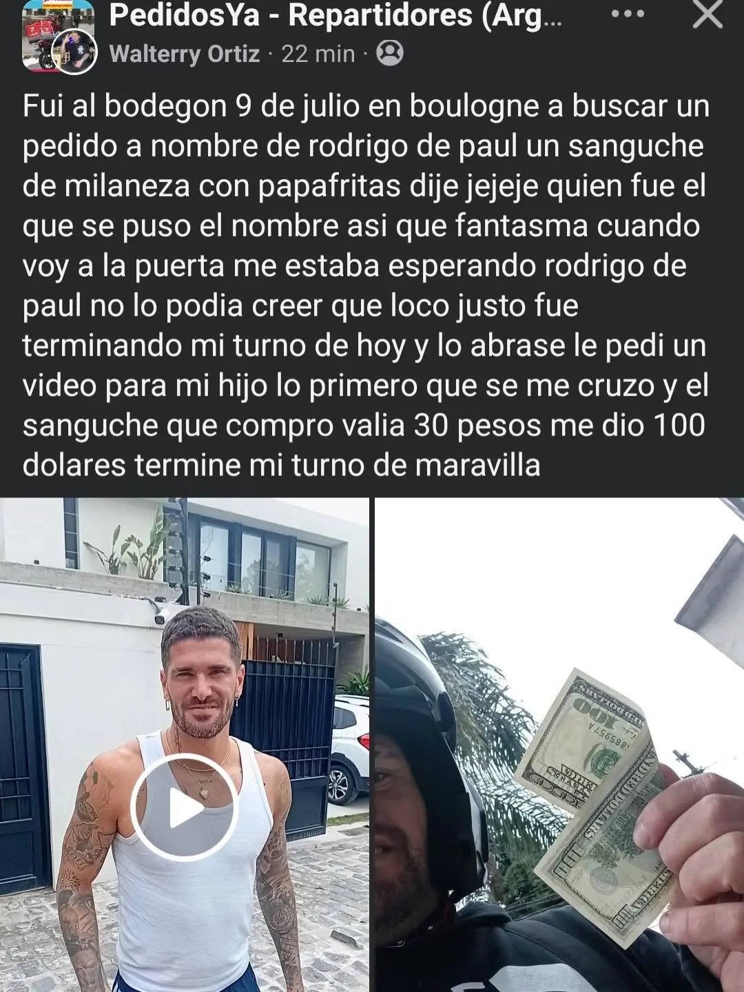 De Paul pidiendo delivery