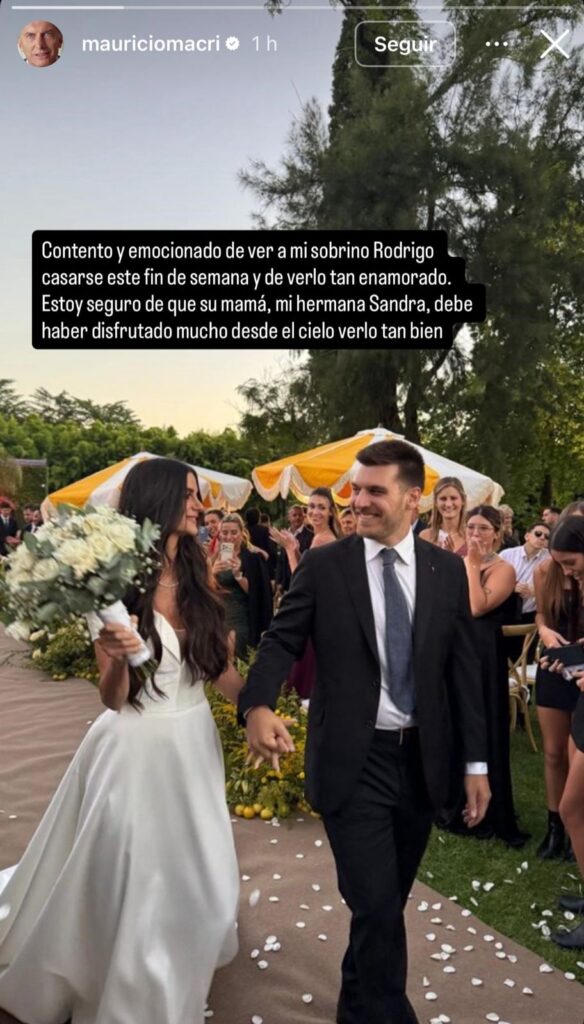 Mauricio Macri en su casamiento