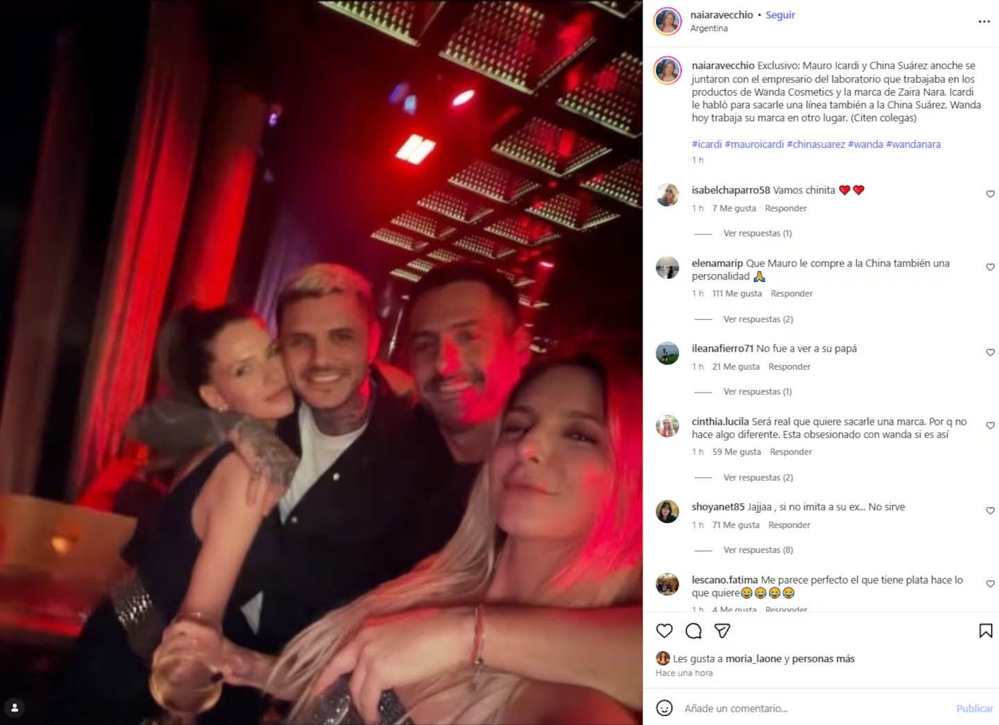 Mauro Icarid y la China Suárez en un boliche de Buenos Aires