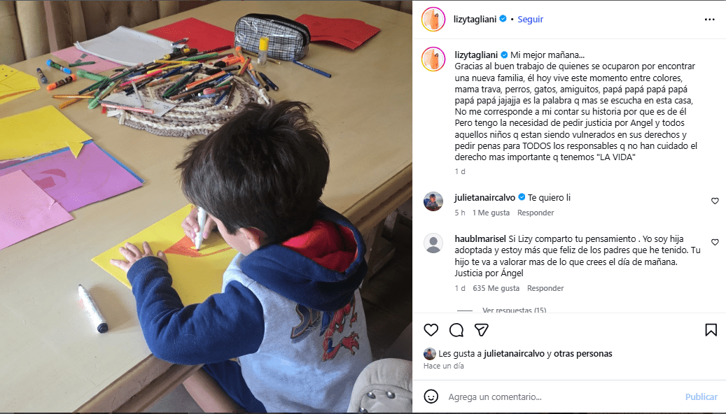El posteo de Lizy Tagliani pidiendo justicia por las infancias vulneradas