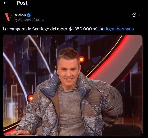 Precio de la campera de Santiago Del Moro