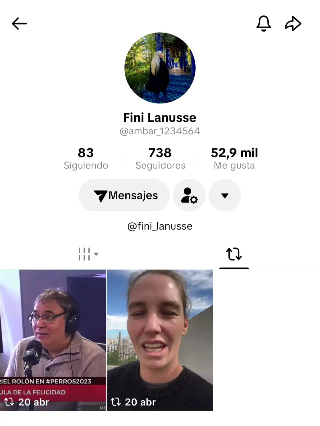 Los videos que Fini Lanusse compartió en TikTok