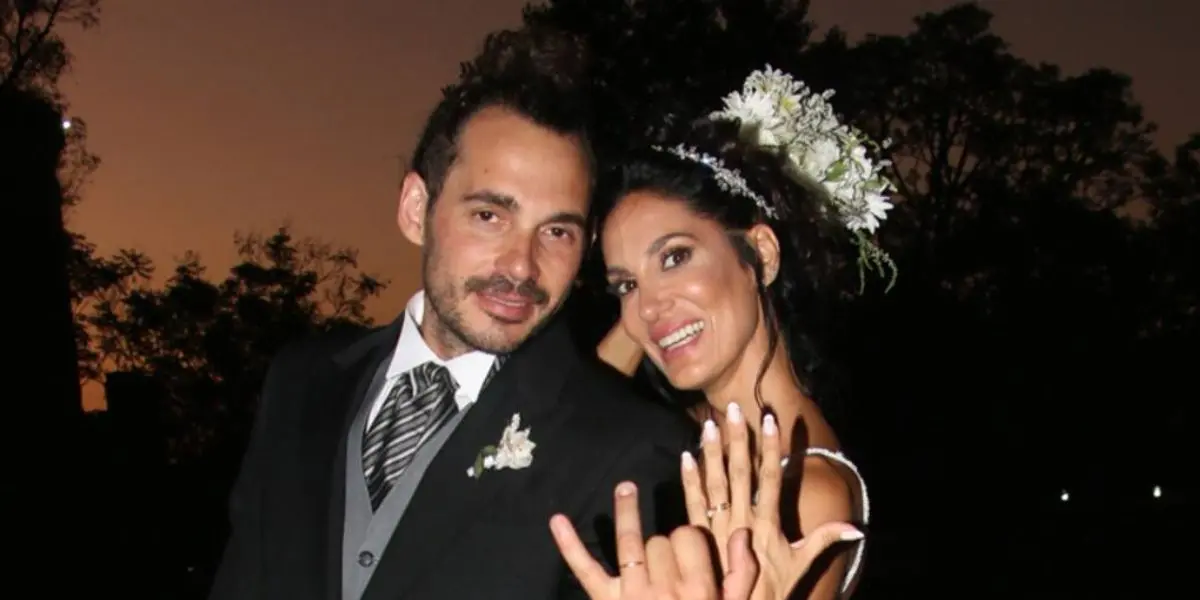 Silvina Escudero junto a su marido Federico el día de su casamiento