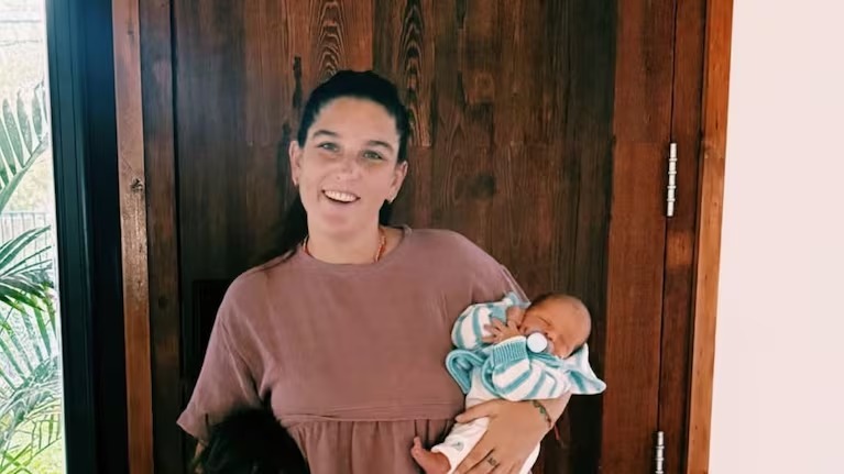 Juana Repetto con su hijo Timoteo