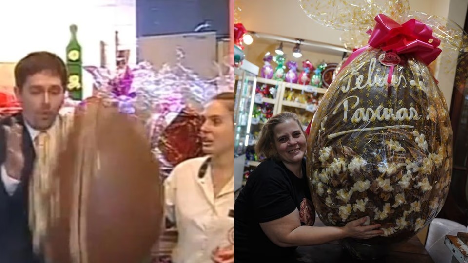 Notero de C5N tiró la piso un huevo de Pascua