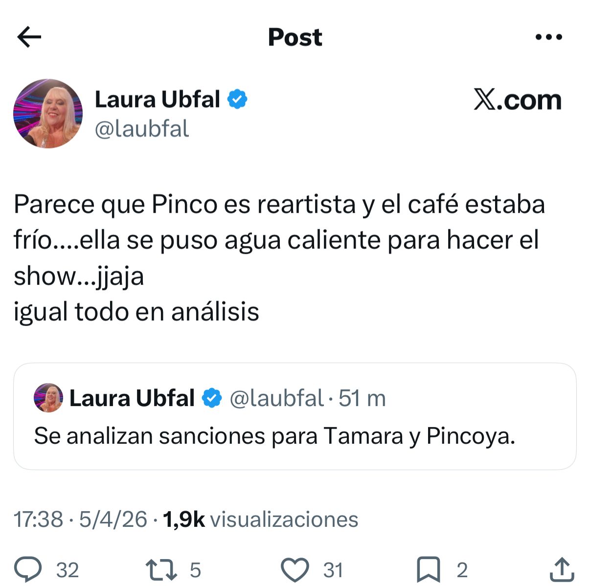 Tweet de Laura Ubfal