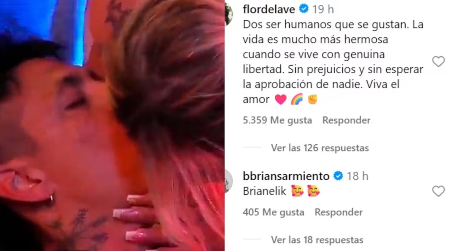 El comentario de Flor de la V al ver el beso de Brian Sarmiento y Danelik