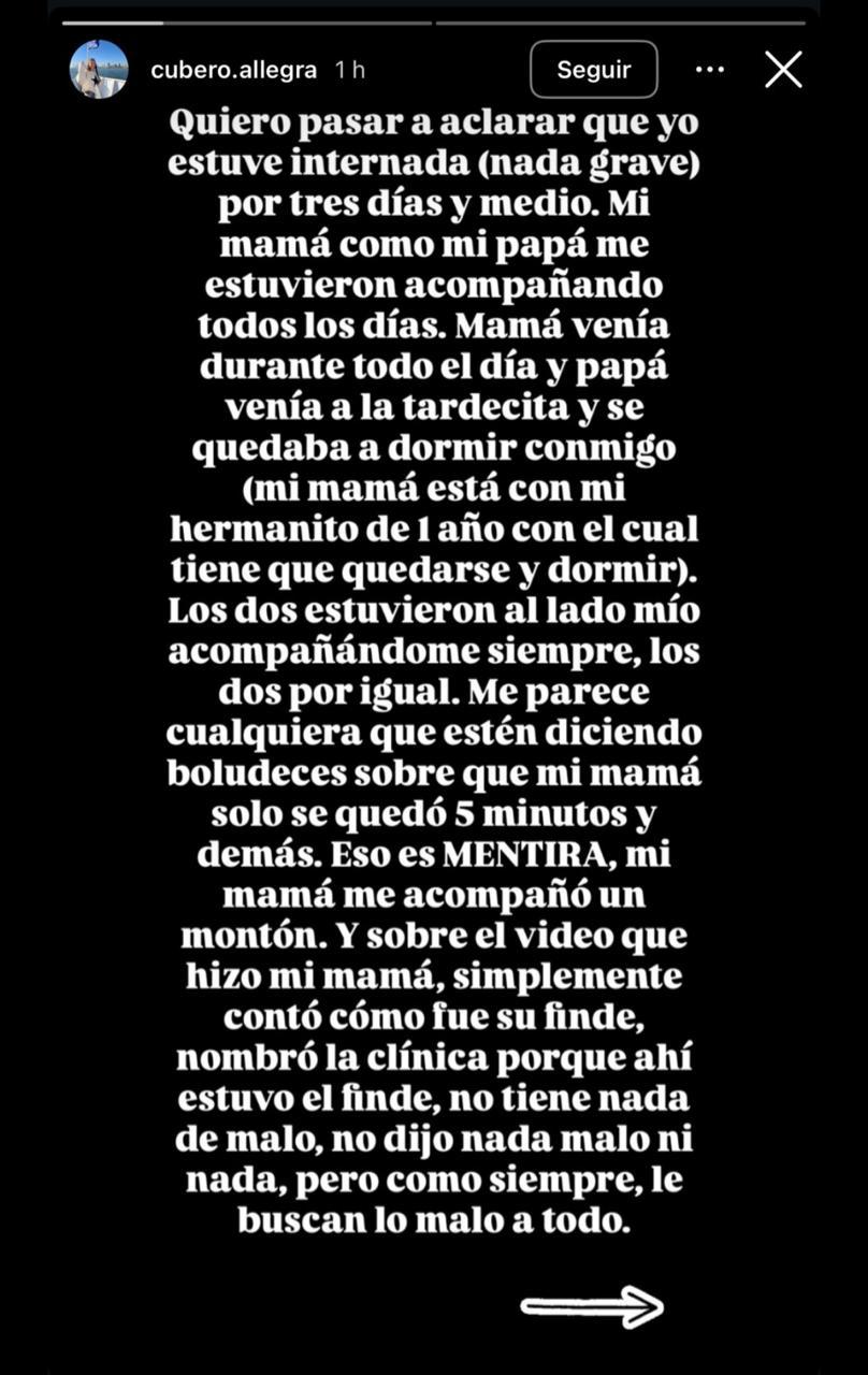 Comunicado de Allegra Cubero