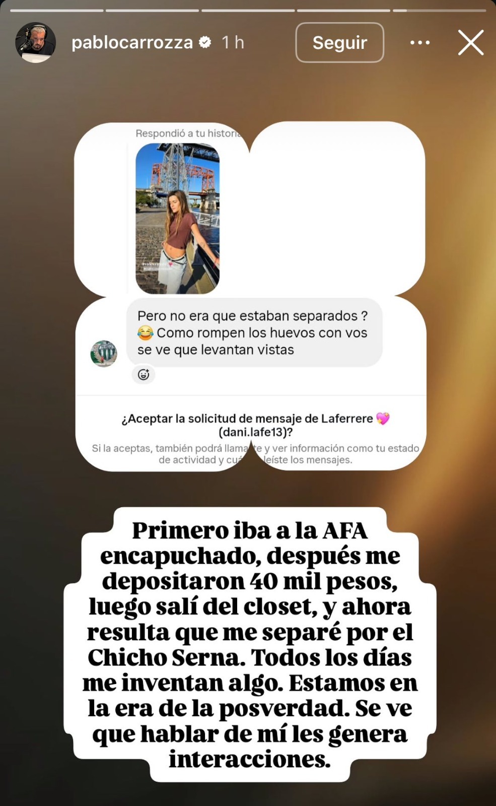 Pablo Carrozza respondió sobre su separación