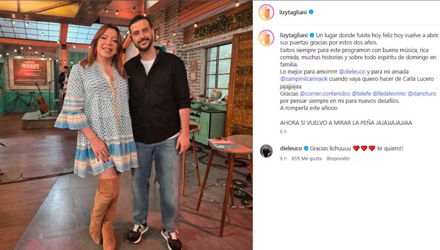 El mensaje de Lizy Tagliani por el comienzo de La Peña de Morfi