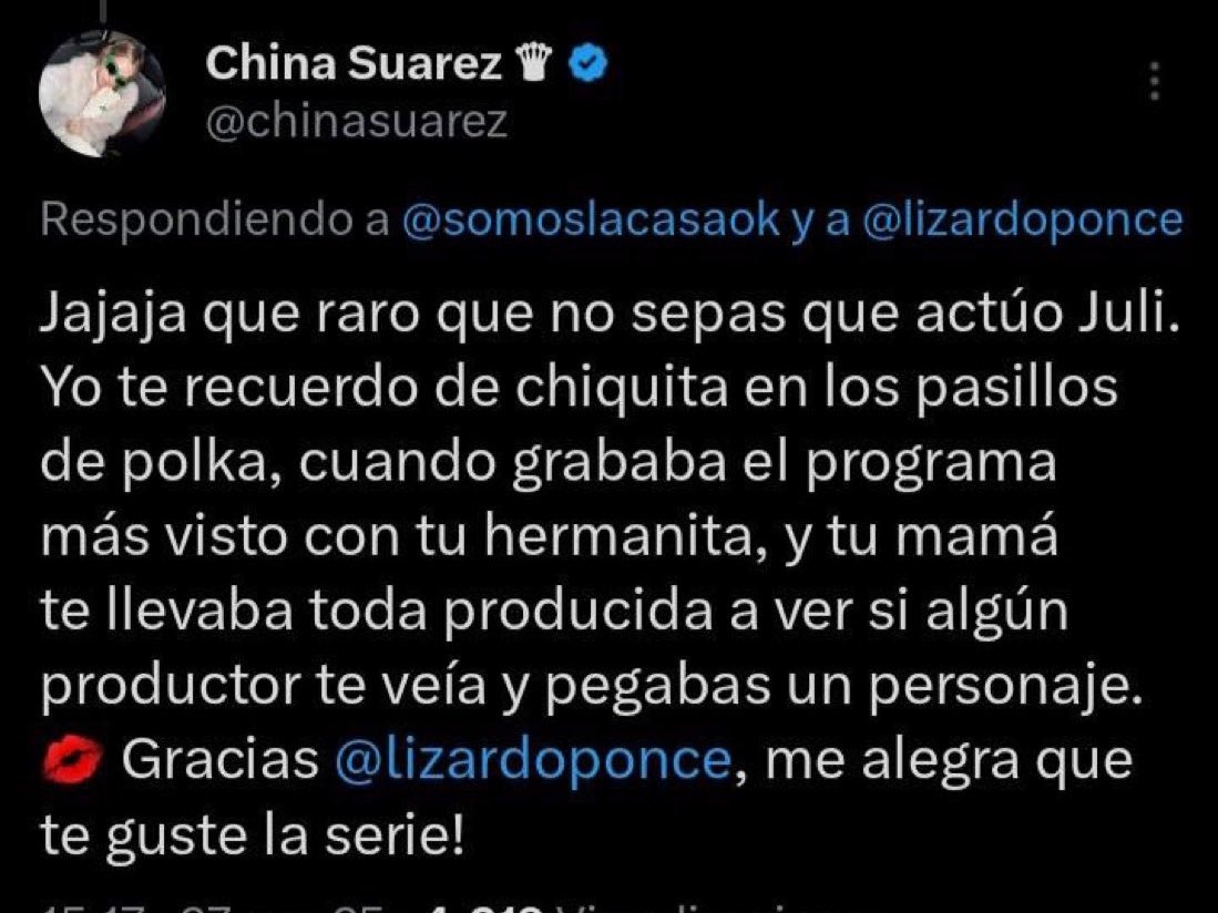 El tweet de la China Suárez contra Juli Poggio