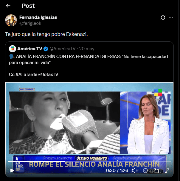 Fernanda Iglesias contra Analía Franchín