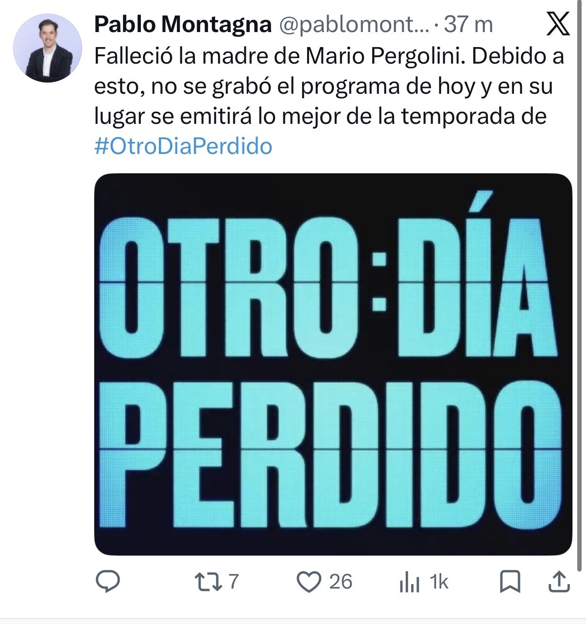 Murió la mamá de Mario Pergolini 