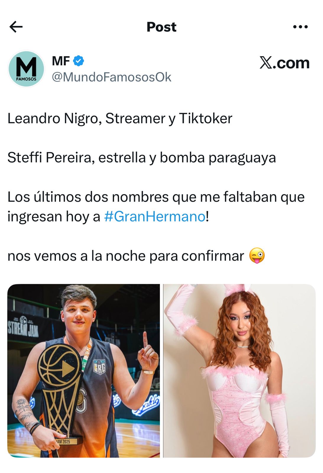 Leandro Nigro y Steffi Pereira se suman a Gran Hermano