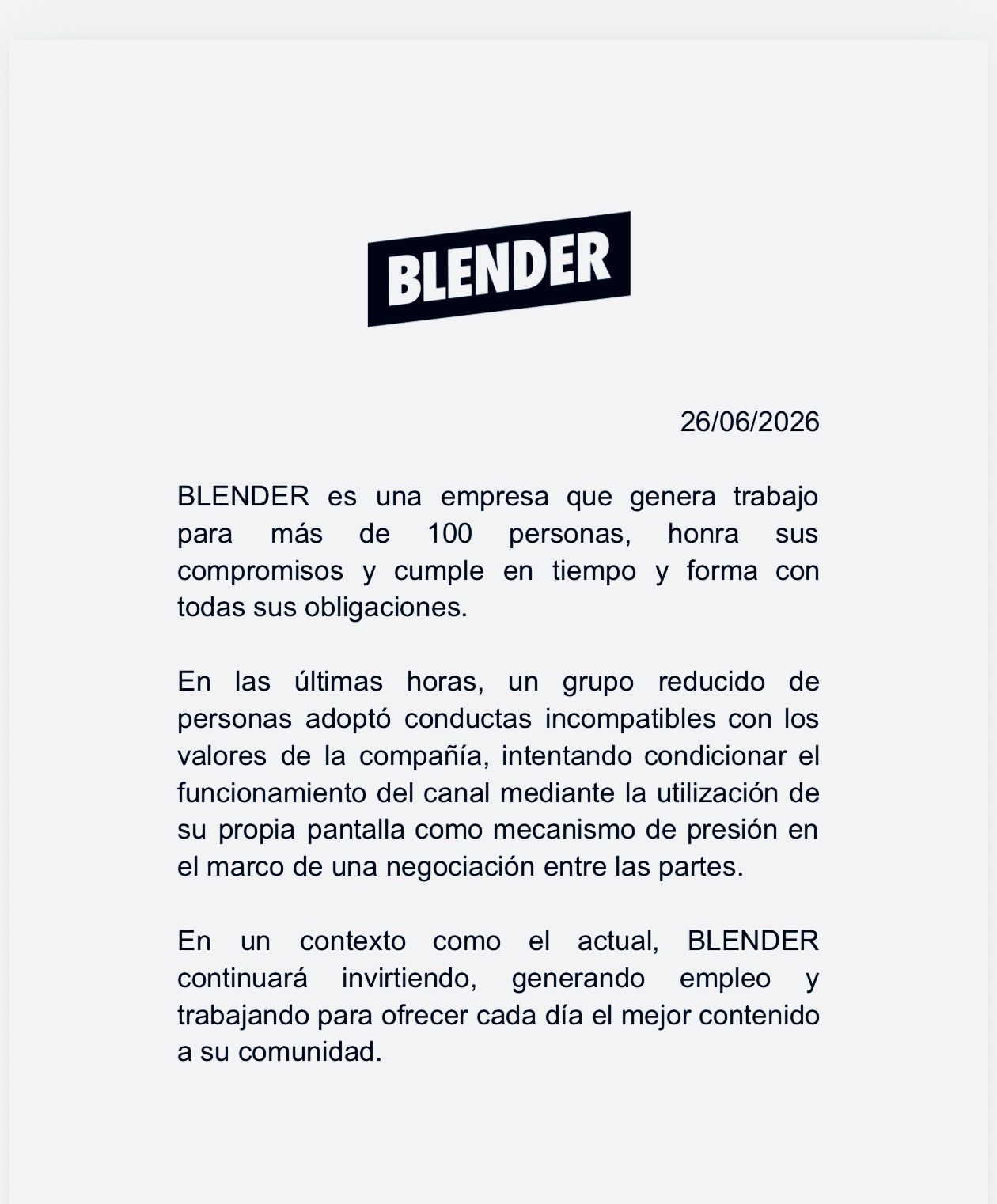 Blender Comunicado