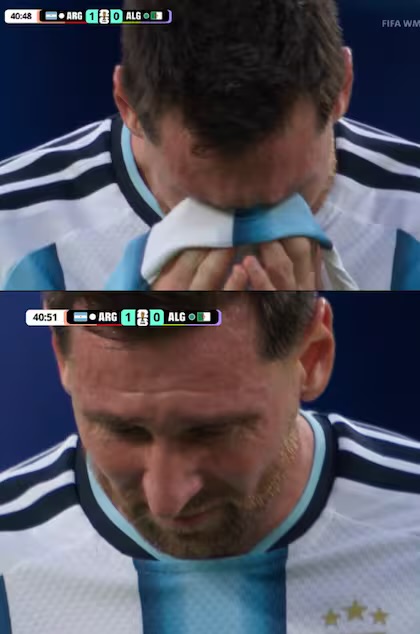 El llanto de Messi en el debut ante Argelia 