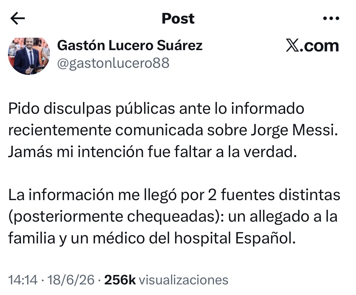 Tweet de Gastón Lucero