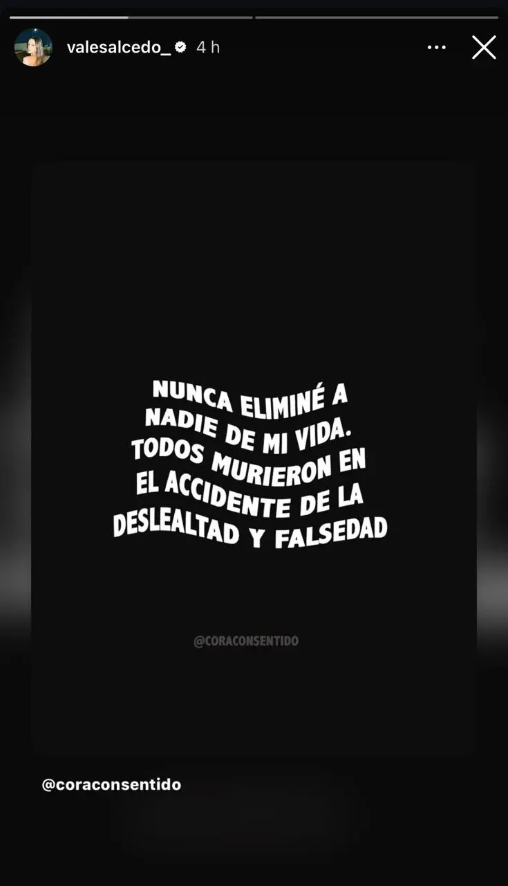 La historia de Instagram de Vale Salcedo