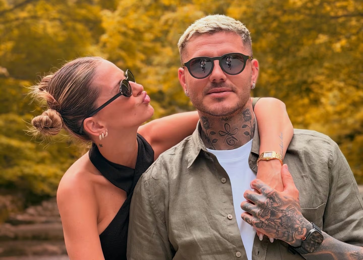 Mauro Icardi y la China Suárez en Japón