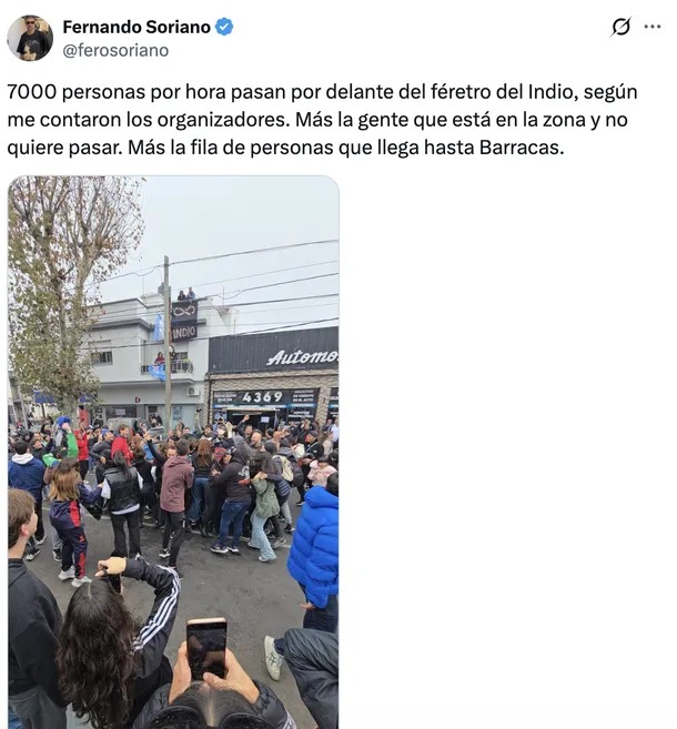 Cifras del velorio del Indio Solari