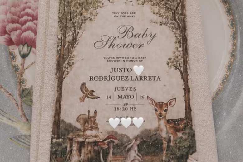 La tarjeta del baby shower del hijo de Horacio Rodríguez Larreta y Milagros Maylin