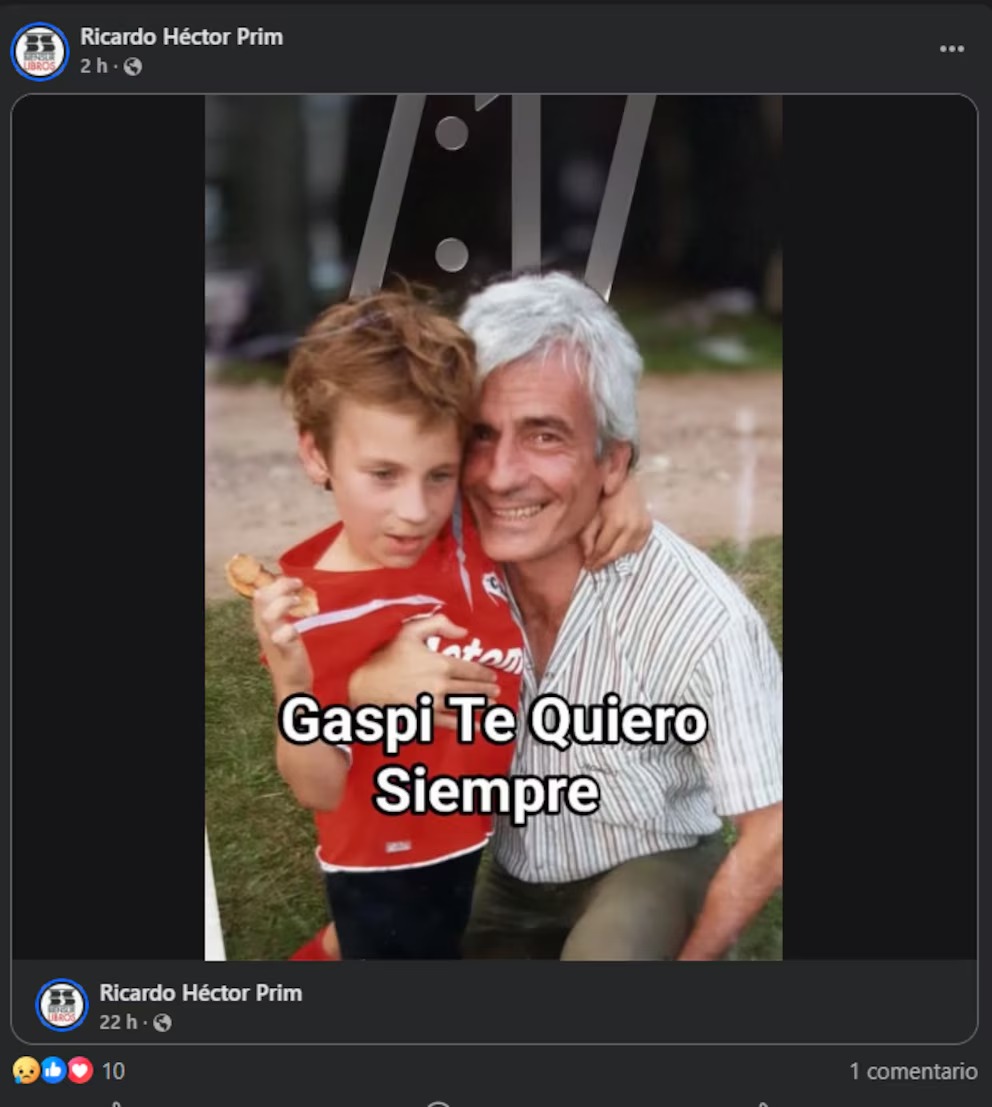 El papá de Gaspi lo despidió en redes sociales con una foto de su infancia