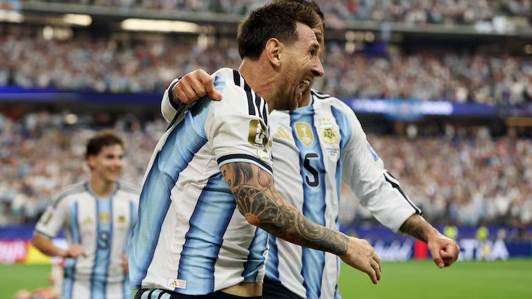 El festejo de Lionel Messi en la victoria por 2-0 frente a Austria