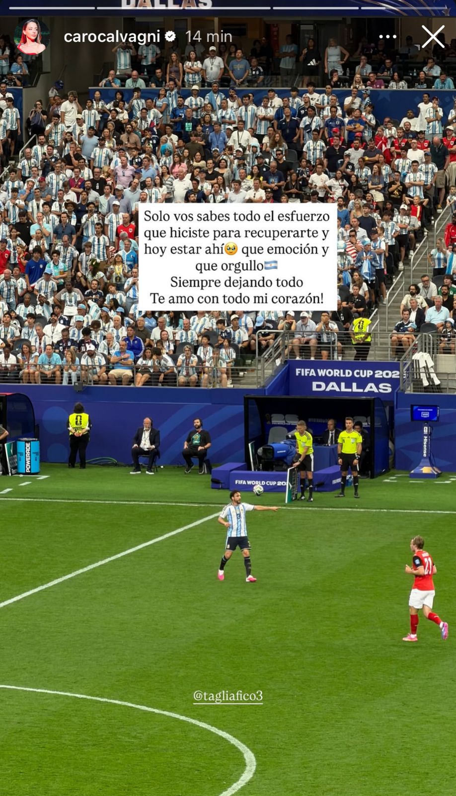 El mensaje de Caro Calvagni a Nicolás Tagliafico