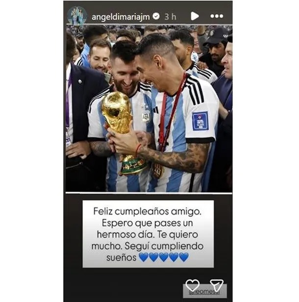 El mensaje de Di María en el cumpleaños de Leo Messi