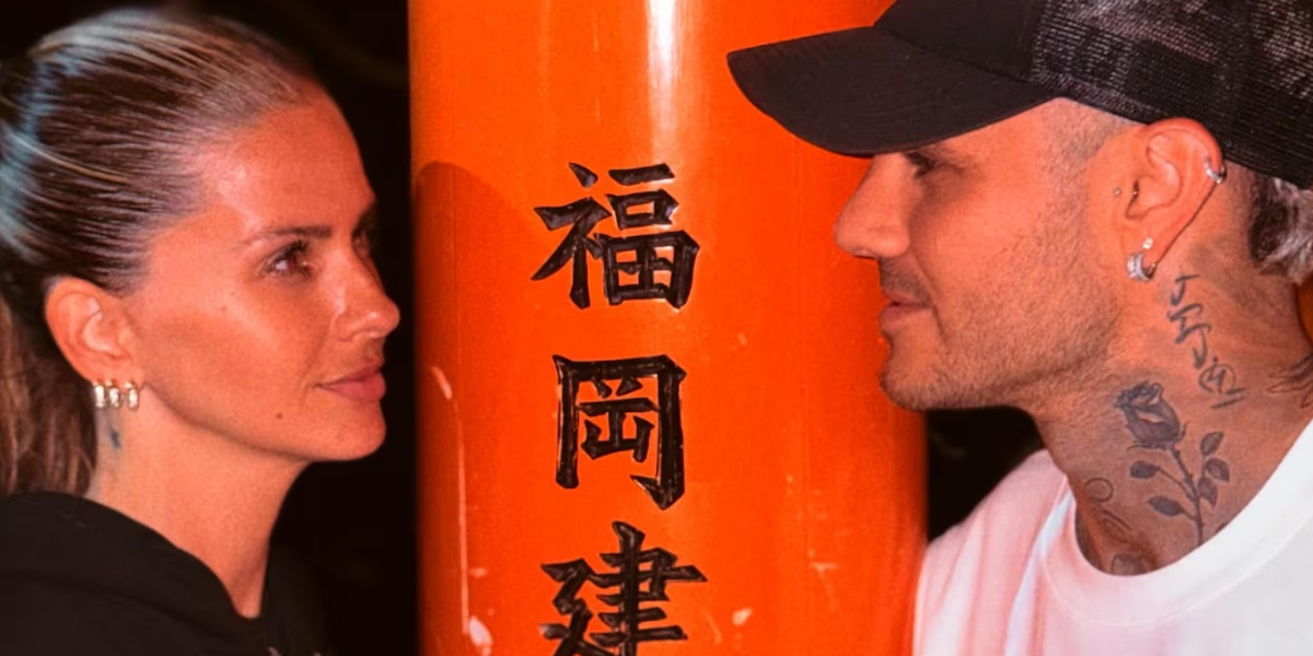 Mauro Icardi y la China Suárez en Japón