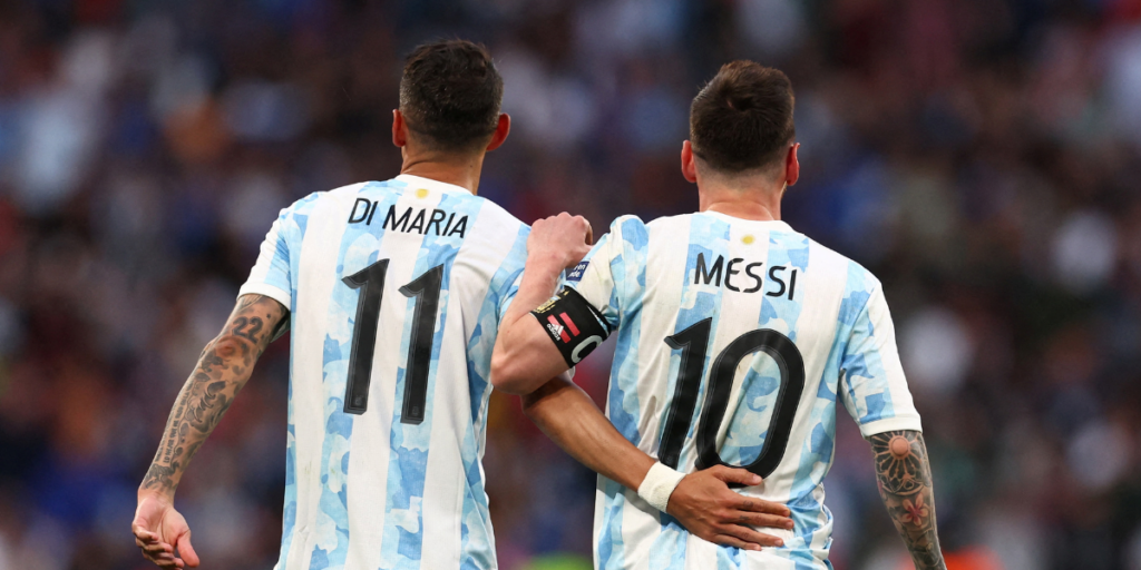 Di María y Lionel Messi