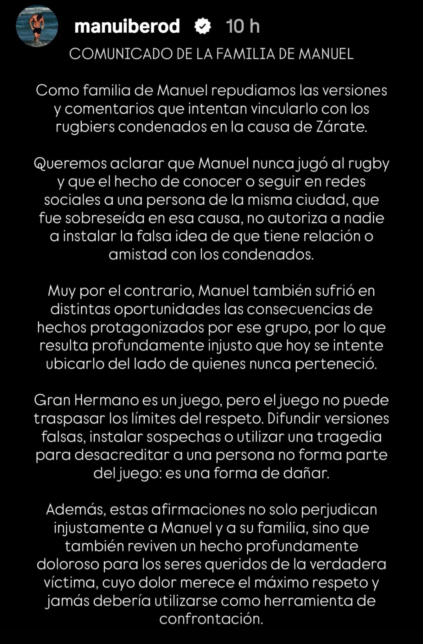El comunicado de la familia de Manuel Ibero