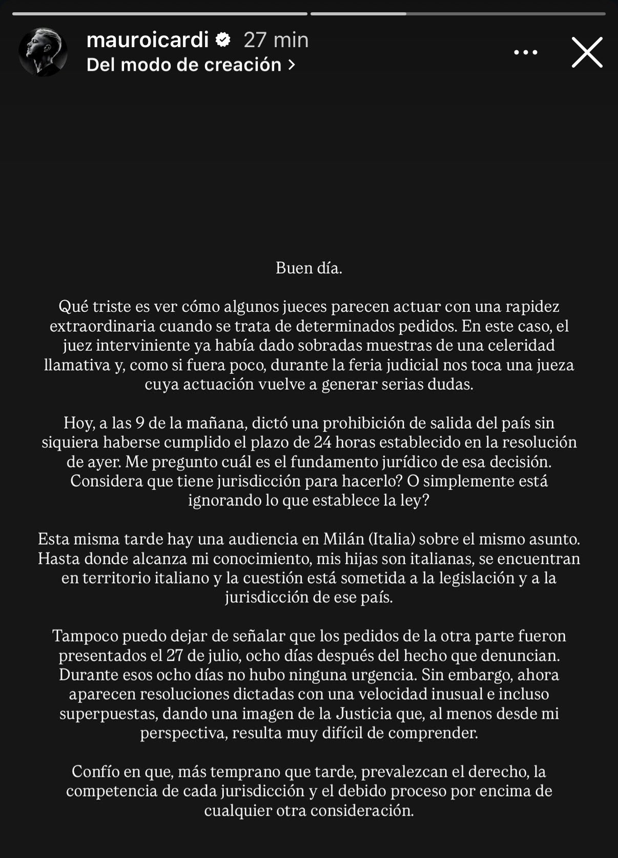 Le prohibieron salir del país a Mauro Icardi y salió con los tapones de punta contra los jueces