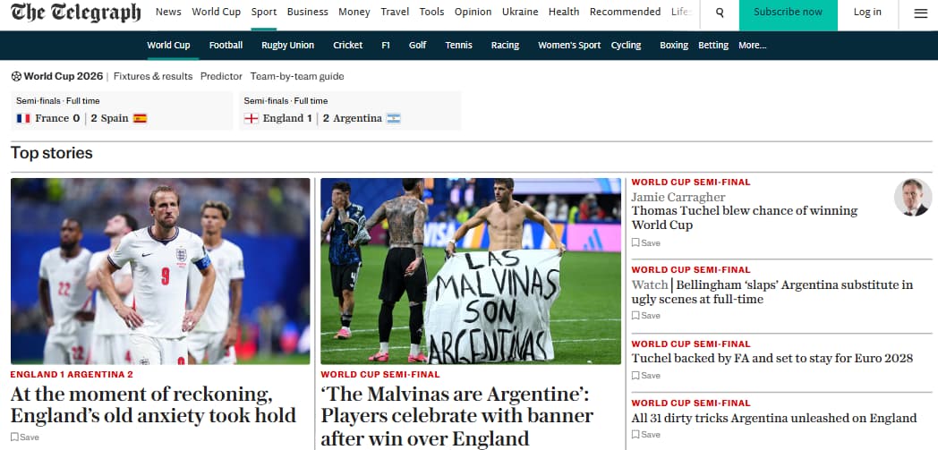 The Telegraph habla de los trucos sucios de Argentina y destaca la bandera sobre las Malvinas
