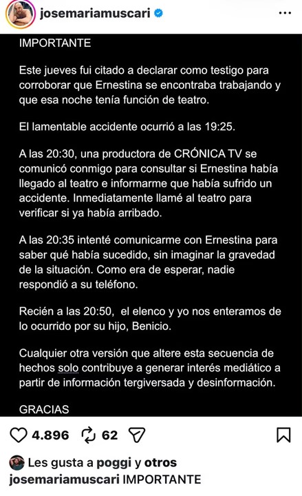 Comunicado de José María Muscari