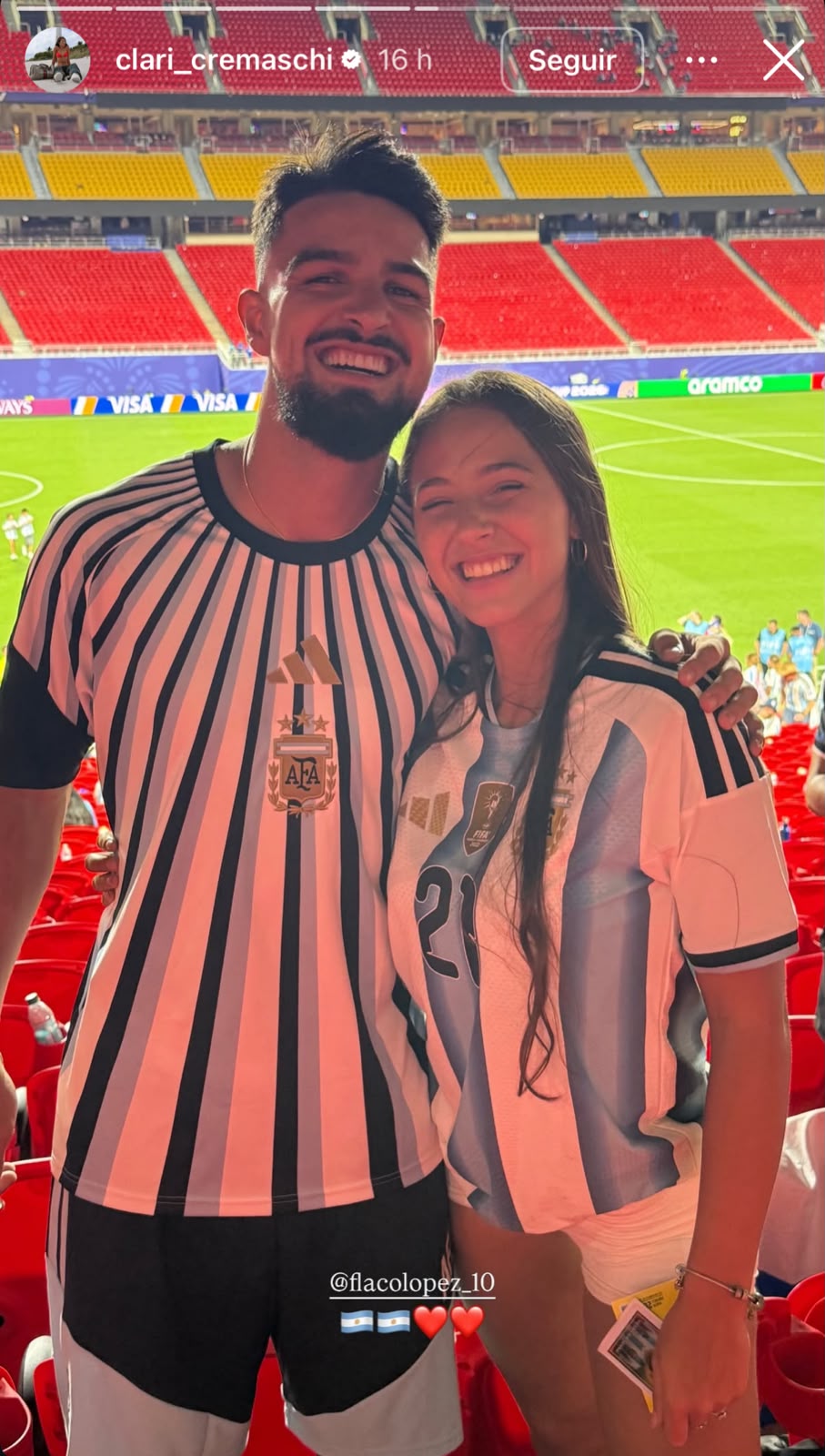 Clara Cremaschi con el Flaco López