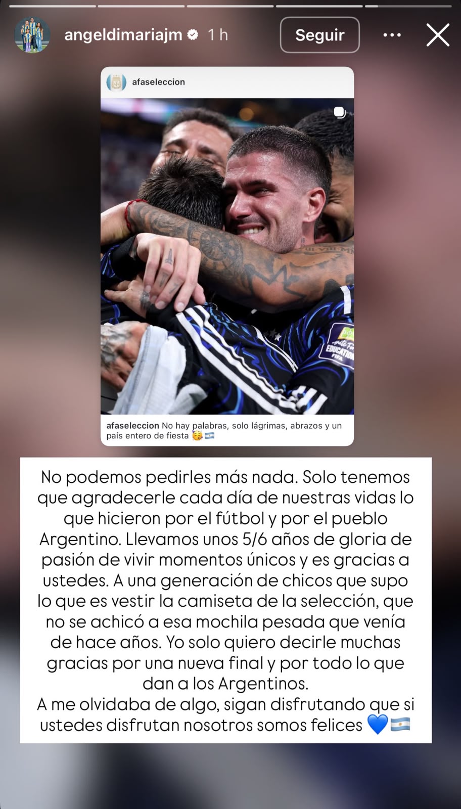 El mensaje de Di María 