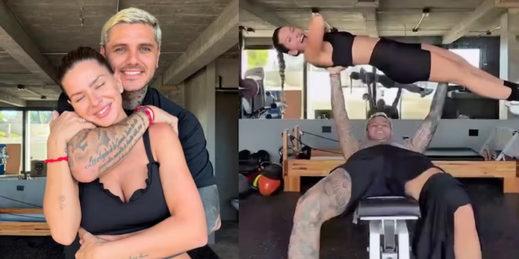 Mauro Icardi y la China Suárez entrenando