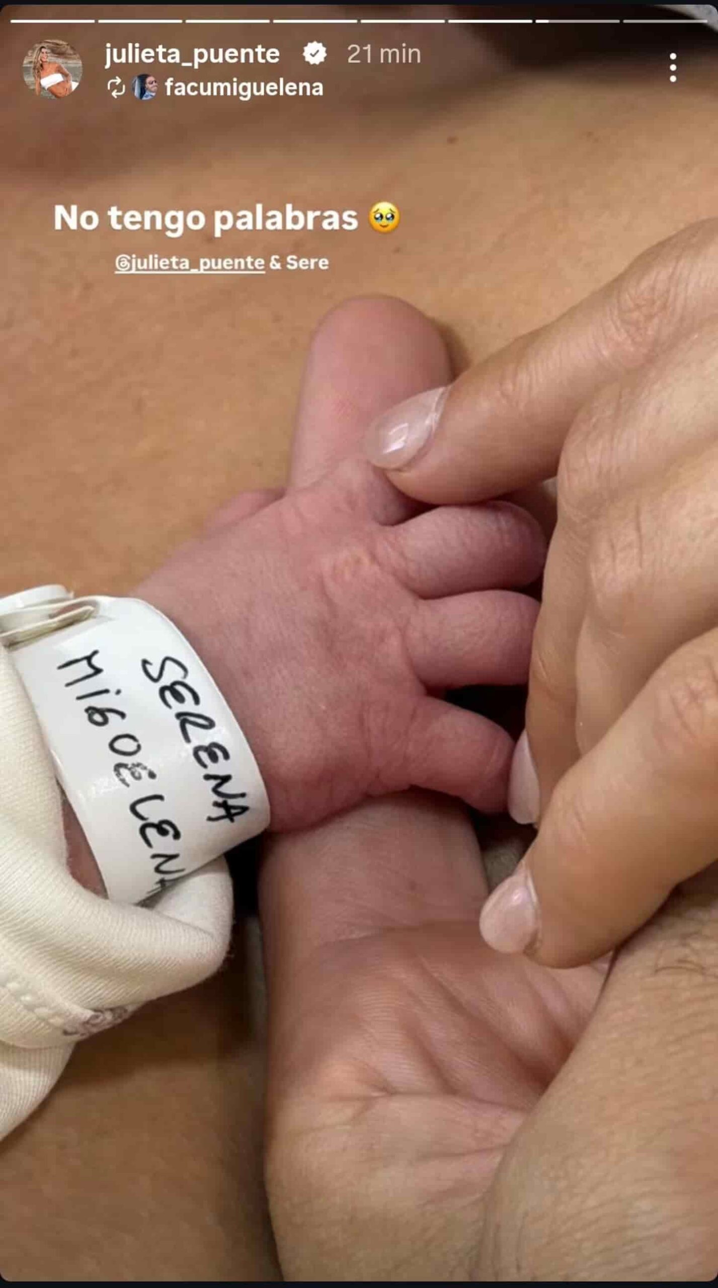 Nació la hija de Juli Puente y Facundo Miguelena: qué nombre le pusieron