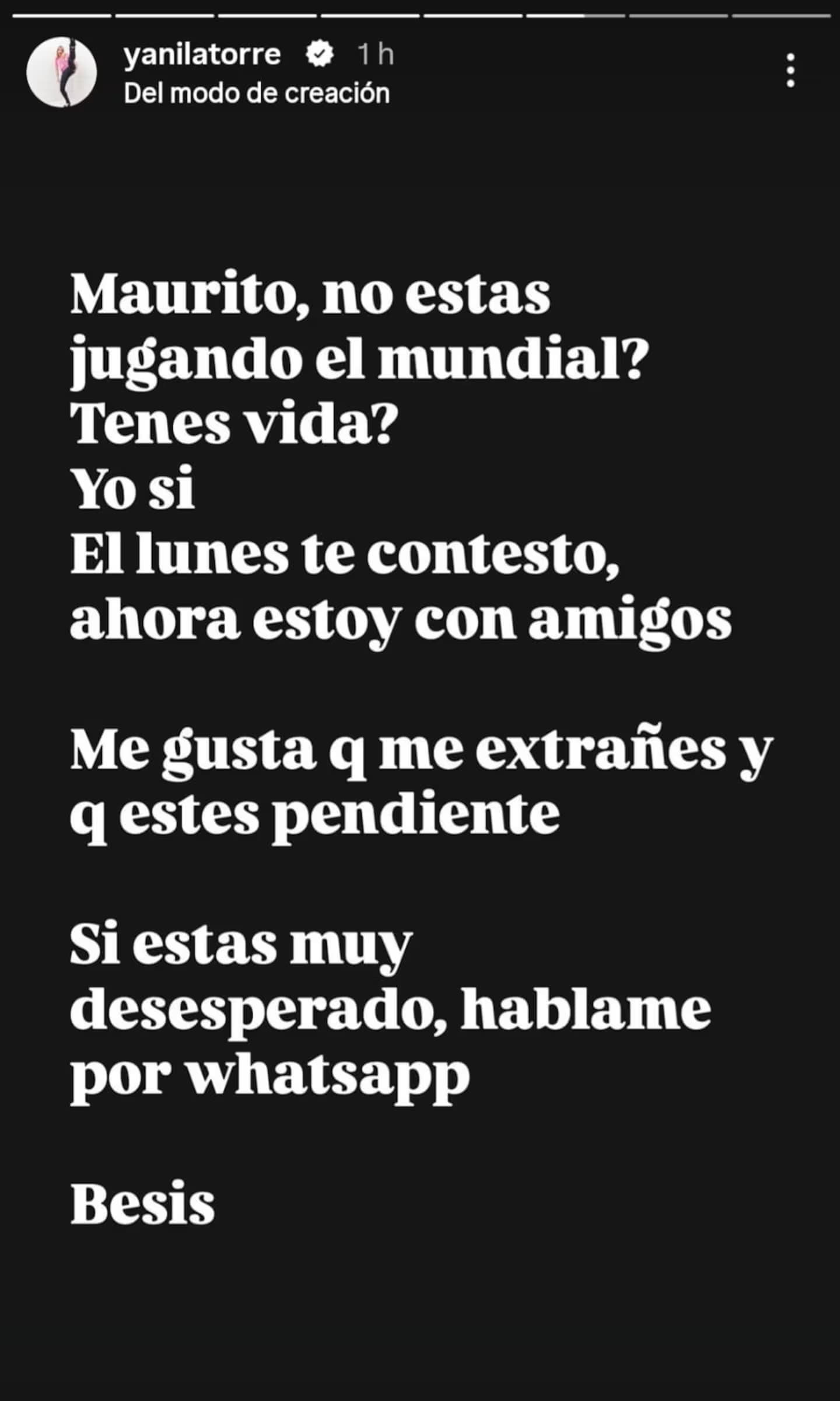 Yanina latorre le contesto sin filtros a mauro icardi foto instagramyanilatorre PDDHGEBWMNDE7GB3IL43UQOTEA