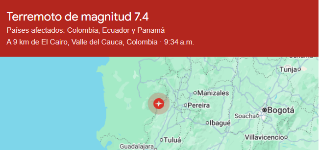 Colombia vivió un terremoto de magnitud 7.4