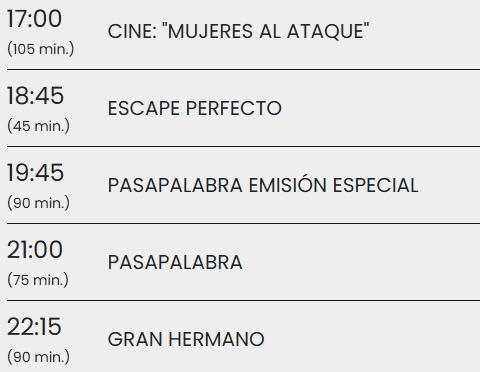 Cronograma del domingo a la tarde y noche en Telefe