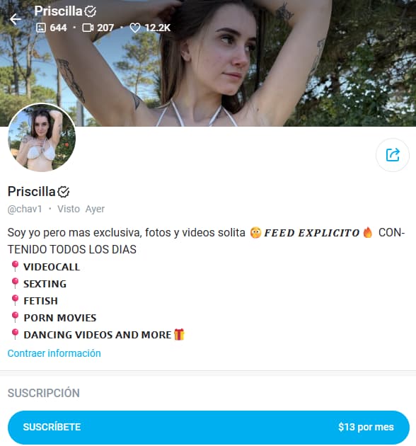 El OnlyFans de Priscilla Grimaldi