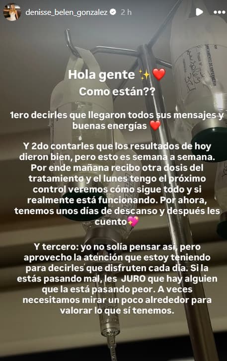 Se supo cómo impactó el nuevo tratamiento de Denisse González mientras lucha contra la trombocitopenia