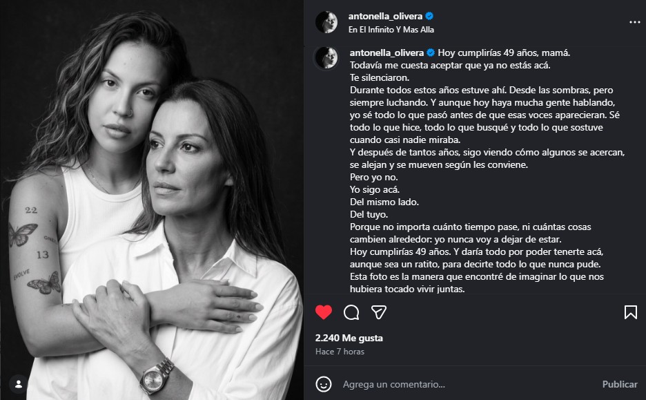 La publicación de Antonella por el cumpleaños de Natacha Jaitt