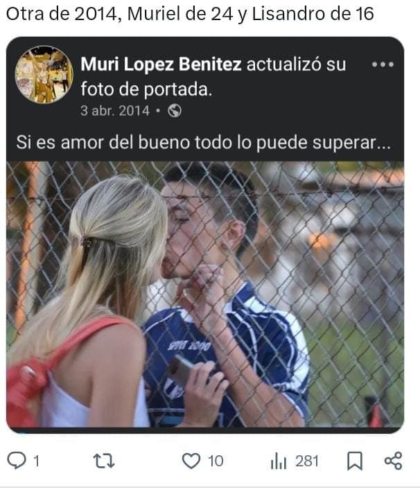 Muriel López Benitez y Lisandro Martínez, cuando él tenía 16 y ella tendría en realidad 24 años