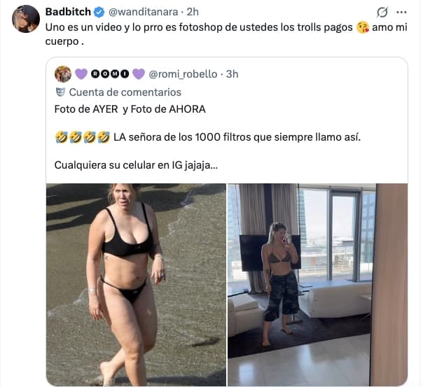 "La señora de los 1000 filtros": Wanda Nara enfrentó las burlas sobre su físico con un contundente descargo