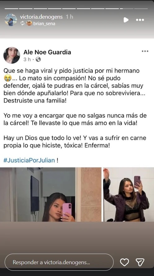 El estremecedor mensaje de la hermana de Matías Julián Álvarez Guardia