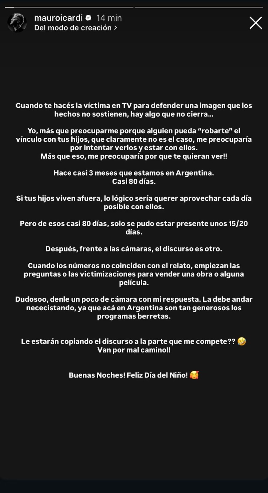 El posteo de Icardi contra Vicuña
