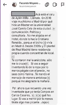 El mensaje que Facundo Moyano le mandó a Fernanda Iglesias